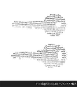 Key Made From Binary Code on White Background. Key Made From Binary Code on White Background - Illustration Vector