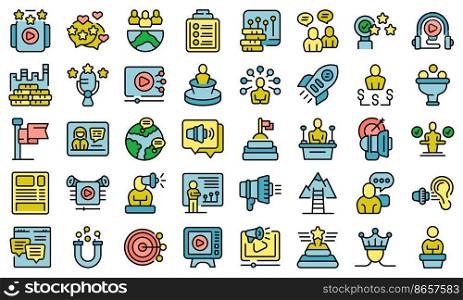 Key opinion leader icons set outline vector. Key strategy. Business leadership. Key opinion leader icons set vector flat