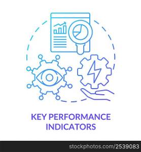 Key performance indicators blue gradient concept icon. Efficient energy management abstract idea thin line illustration. KPI measuring. Isolated outline drawing. Myriad Pro-Bold font used. Key performance indicators blue gradient concept icon