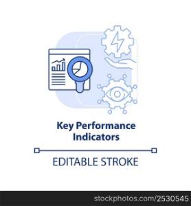Key performance indicators blue light concept icon. Efficient energy management abstract idea thin line illustration. Isolated outline drawing. Editable stroke. Arial, Myriad Pro-Bold fonts used. Key performance indicators blue light concept icon