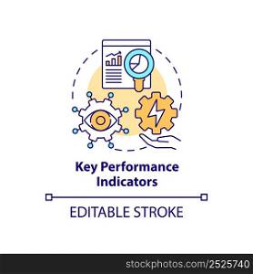 Key performance indicators concept icon. Efficient energy management abstract idea thin line illustration. KPI measuring. Isolated outline drawing. Editable stroke. Arial, Myriad Pro-Bold fonts used. Key performance indicators concept icon