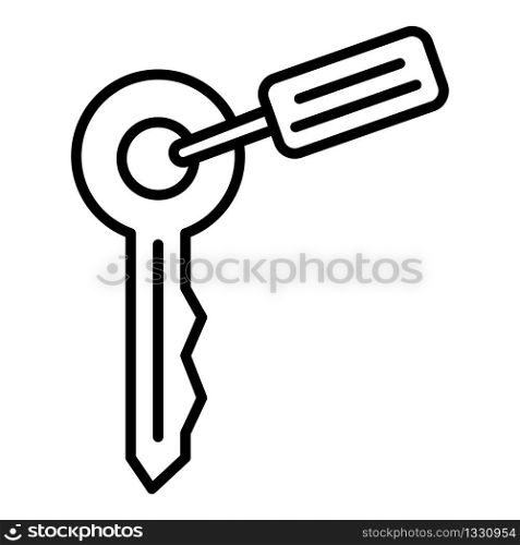 Key pet house icon. Outline key pet house vector icon for web design isolated on white background. Key pet house icon, outline style