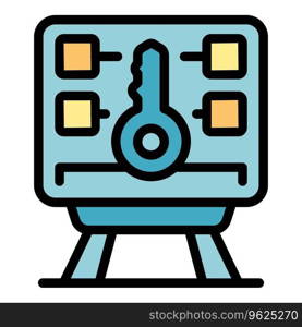 Key point board icon outline vector. Main business. Career summary color flat. Key point board icon vector flat