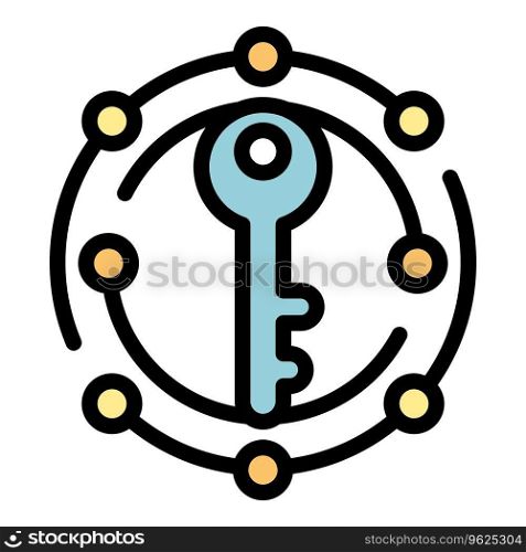 Key point icon outline vector. List check. Tick top color flat. Key point icon vector flat