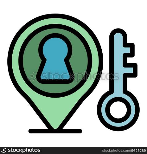 Key point location icon outline vector. List check. Business word color flat. Key point location icon vector flat