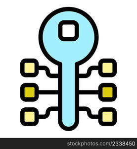 Key security icon. Outline key security vector icon color flat isolated. Key security icon color outline vector