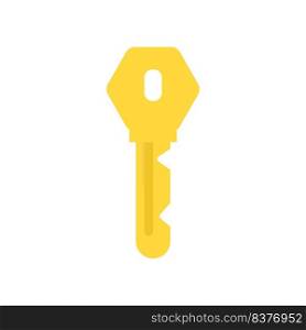 Key security vector icon door. House lock and safe home protection. Metal sign privacy secure. Gold silhouette isolated white and shape business access. Simple yellow tool for padlock and shiny sign