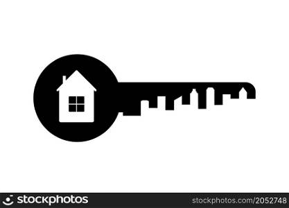 Key silhouette,real estate logo or icon,flat vector illustration