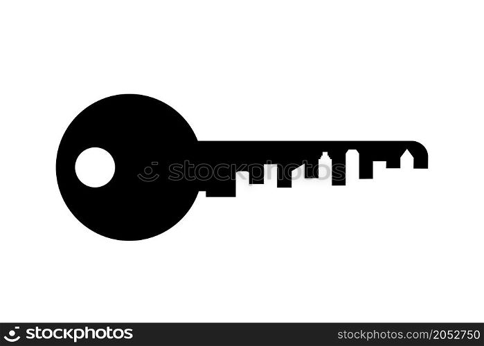 Key silhouette,real estate logo or icon,flat vector illustration