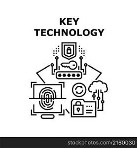 Key Technology digital lock. cyber code. data safe system. secure network vector concept black illustration. Key Technology icon vector illustration
