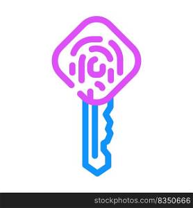 key with fingerprint scanner color icon vector. key with fingerprint scanner sign. isolated symbol illustration. key with fingerprint scanner color icon vector illustration