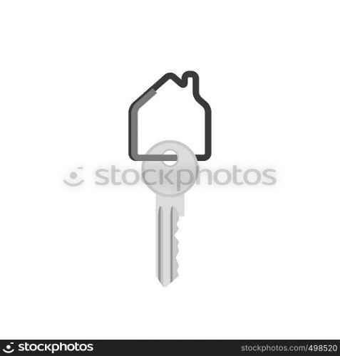Key with house shape keyring. Real estate flat illustration. Key with keyring