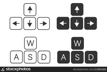 Keyboard button arrow and WASD dial icon. Designed for games illustration symbol. Sign keypad vector.