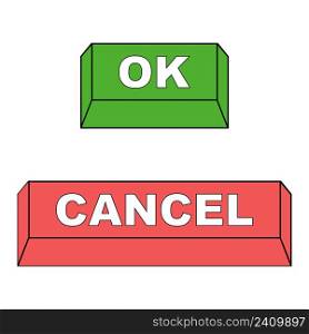 Keyboard buttons ok and cancel, vector red and green buttons ok and cancel the approve and reject concept