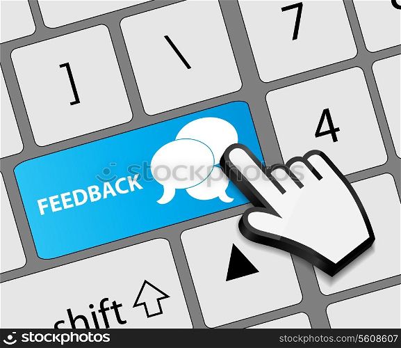 Keyboard feedback button with mouse hand cursor vector illustration