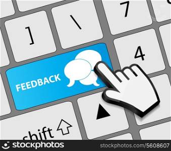 Keyboard feedback button with mouse hand cursor vector illustration