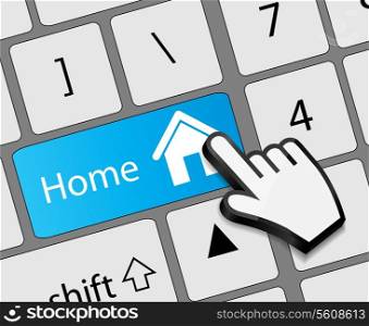 Keyboard Home button with mouse hand cursor vector illustration