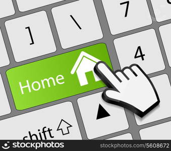 Keyboard Home button with mouse hand cursor vector illustration