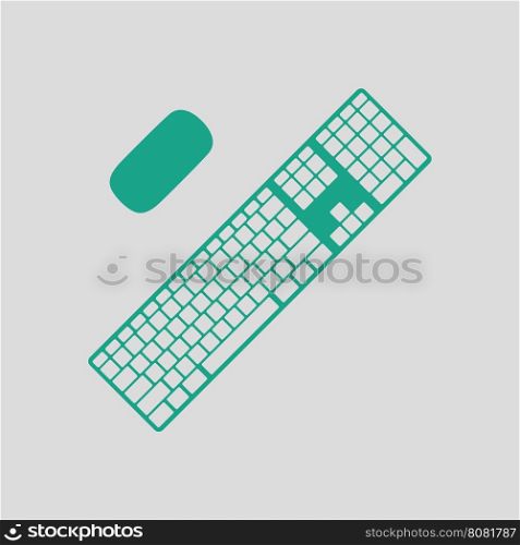 Keyboard icon. Gray background with green. Vector illustration.