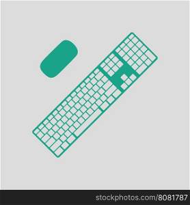 Keyboard icon. Gray background with green. Vector illustration.