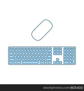 Keyboard Icon. Thin Line With Blue Fill Design. Vector Illustration.
