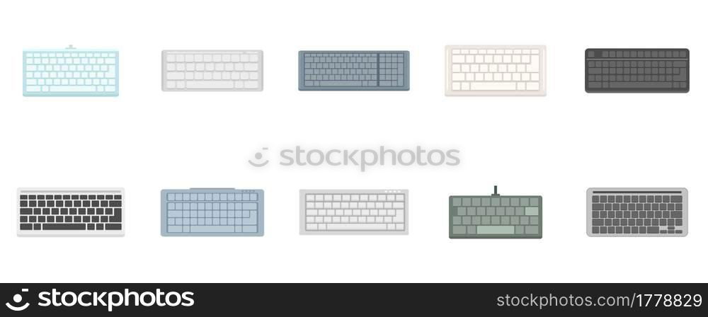 Keyboard icons set. Flat set of keyboard vector icons isolated on white background. Keyboard icons set flat vector isolated