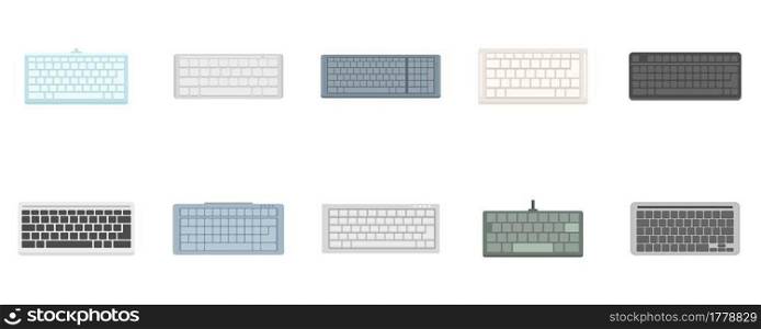 Keyboard icons set. Flat set of keyboard vector icons isolated on white background. Keyboard icons set flat vector isolated