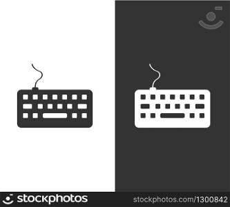 Keyboard in white and black. Minimalistic. Flat. Typing using buttons or keys. Vector EPS 10