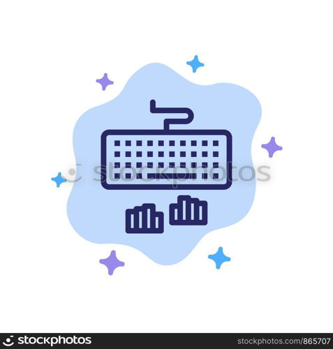 Keyboard, Interface, Type, Typing Blue Icon on Abstract Cloud Background