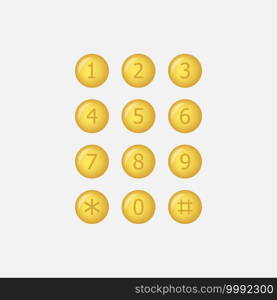 Keyboard number telephone. Keypad number icon vector isolated
