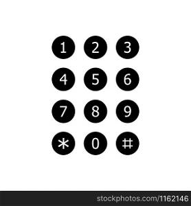 Keyboard number telephone. Keypad number icon vector isolated on white background