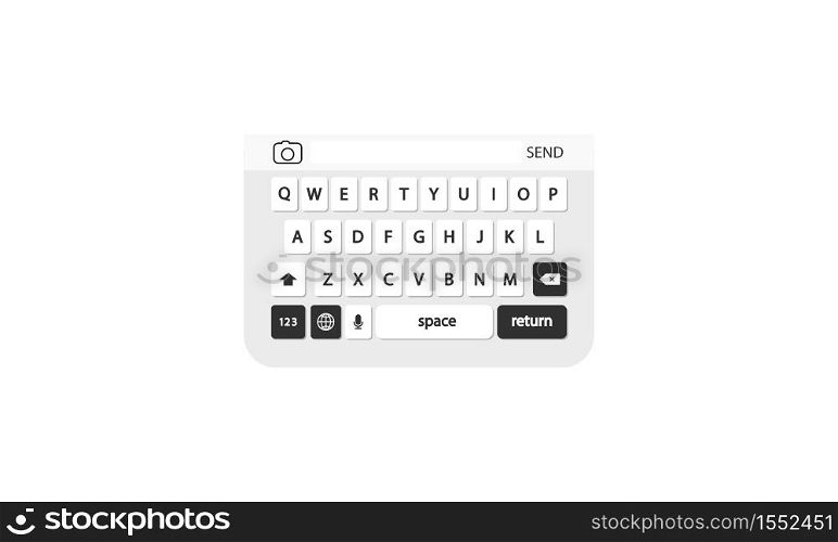 Keyboard of smartphone. Vector on isolated white background. EPS 10.. Keyboard of smartphone. Vector on isolated white background. EPS 10