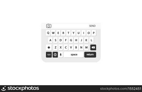 Keyboard of smartphone. Vector on isolated white background. EPS 10.. Keyboard of smartphone. Vector on isolated white background. EPS 10