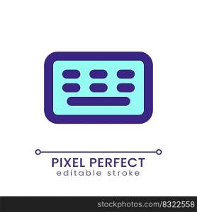 Keyboard pixel perfect RGB color ui icon. Typing message. Online communication. Simple filled line element. GUI, UX design for mobile app. Vector isolated pictogram. Editable stroke. Poppins font used. Keyboard pixel perfect RGB color ui icon