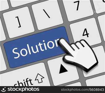 Keyboard solution button with mouse hand cursor vector illustration