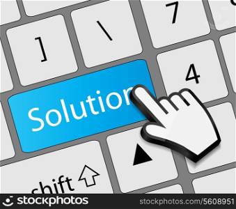 Keyboard solution button with mouse hand cursor vector illustration