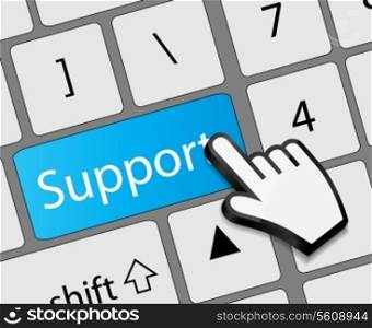Keyboard support button with mouse hand cursor vector illustration