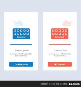 KeyBoard, Typing, Board, Key Blue and Red Download and Buy Now web Widget Card Template