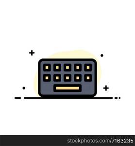KeyBoard, Typing, Board, Key Business Flat Line Filled Icon Vector Banner Template