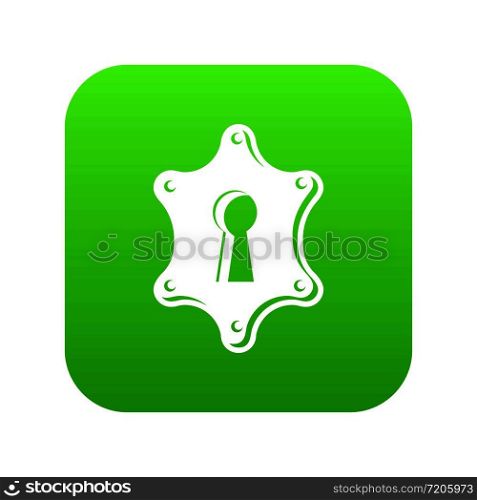 Keyhole icon green vector isolated on white background. Keyhole icon green vector