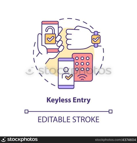 Keyless entry concept icon. Smart lockpad. Touchless system abstract idea thin line illustration. Isolated outline drawing. Editable stroke. Roboto-Medium, Myriad Pro-Bold fonts used. Keyless entry concept icon
