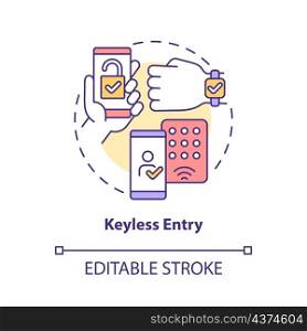 Keyless entry concept icon. Smart lockpad. Touchless system abstract idea thin line illustration. Isolated outline drawing. Editable stroke. Roboto-Medium, Myriad Pro-Bold fonts used. Keyless entry concept icon