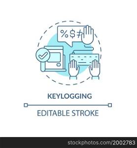 Keylogging blue concept icon. Keystroke logging. Admin access to work software. Employee monitoring abstract idea thin line illustration. Vector isolated outline color drawing. Editable stroke. Keylogging blue concept icon