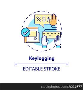 Keylogging concept icon. Keystroke logging. Admin access to work software. Employee monitoring abstract idea thin line illustration. Vector isolated outline color drawing. Editable stroke. Keylogging concept icon