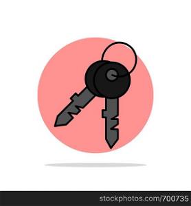Keys, Door, House, Home Abstract Circle Background Flat color Icon
