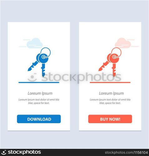 Keys, Door, House, Home Blue and Red Download and Buy Now web Widget Card Template
