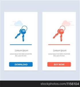 Keys, Door, House, Home Blue and Red Download and Buy Now web Widget Card Template