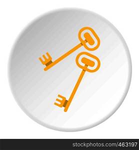 Keys icon in flat circle isolated vector illustration for web. Keys icon circle