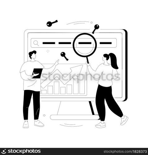 Keyword ranking abstract concept vector illustration. Professional SEO service, website ranking, search optimization, keyword research, company page navigation bar, UI element abstract metaphor.. Keyword ranking abstract concept vector illustration.
