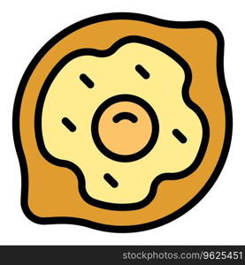 Khachapuri food icon outline vector. Bread cooking. Meal dish color flat. Khachapuri food icon vector flat